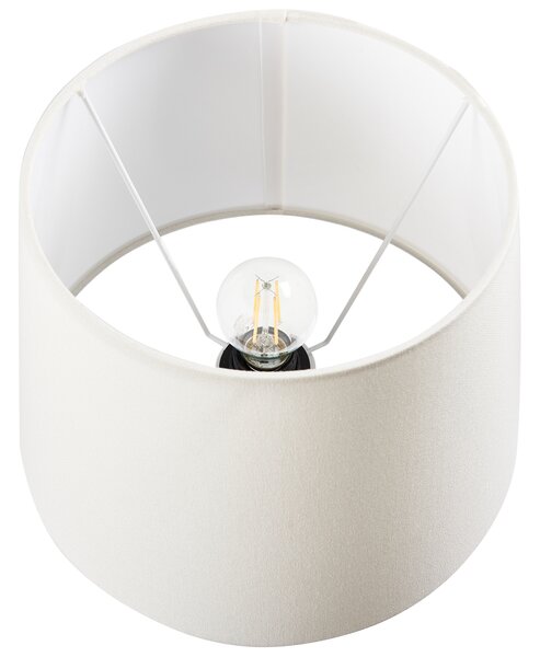 Stolná lampa biela a modrá porcelánový vzorovaný podstavec ľanové tienidlo spálňa obývacia izba