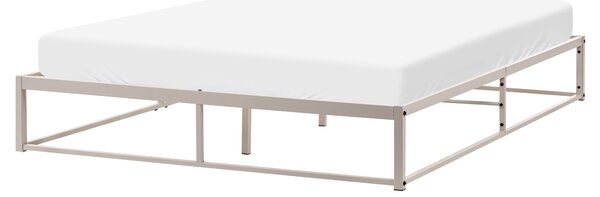 Posteľ svetlobéžová kovová 160 x 200 cm posteľný rám bez čela s roštom industriálny moderný štýl