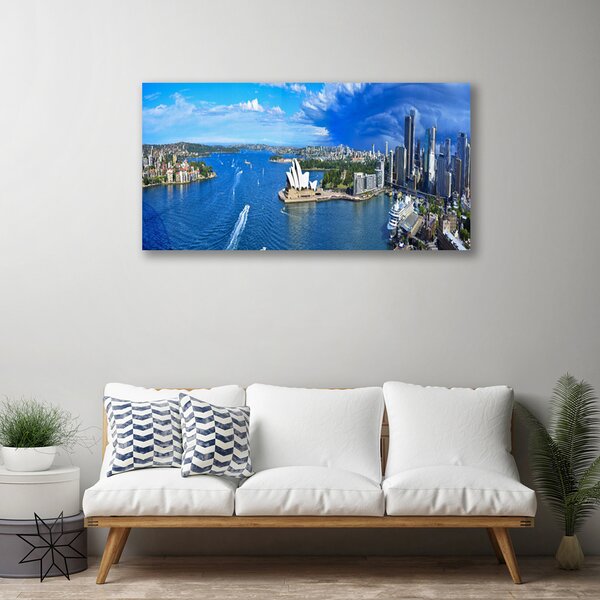 Obraz na plátne Mesto more domy 100x50 cm
