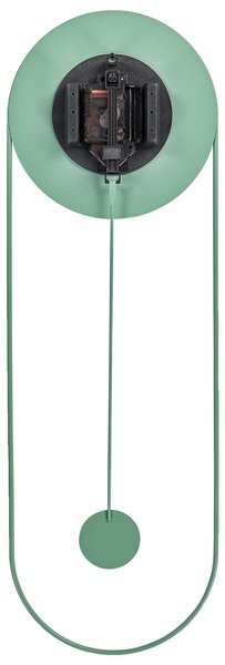 Nástenné hodiny svetlozelené oceľové kovové 20 x 62 cm moderné minimalistické s kyvadlom bez číslic doplnky do obývačky
