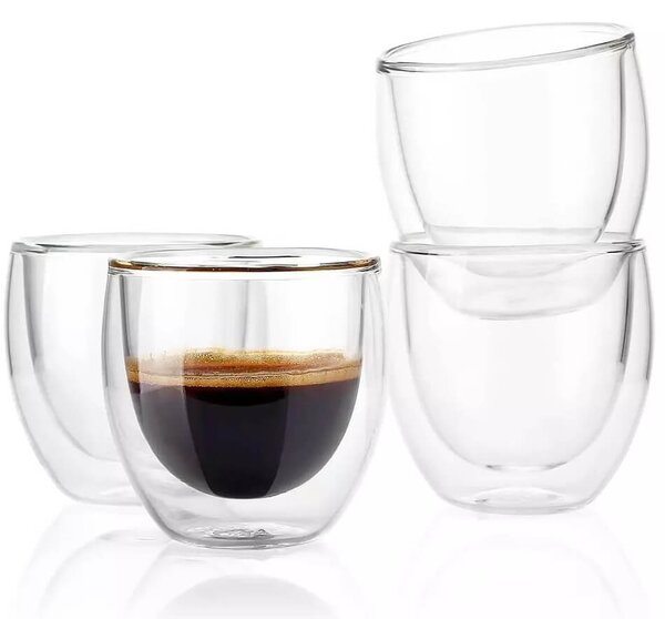 TYGLASS Termopohár s dvojitým sklom 80ml - clean číry 6ks
