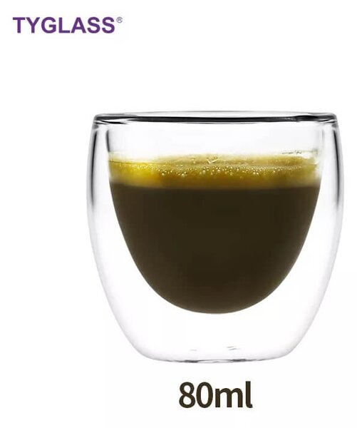 TYGLASS Termopohár s dvojitým sklom 80ml - clean číry 6ks