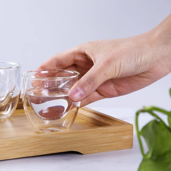 TYGLASS Termopohár s dvojitým sklom 80ml - clean číry 6ks