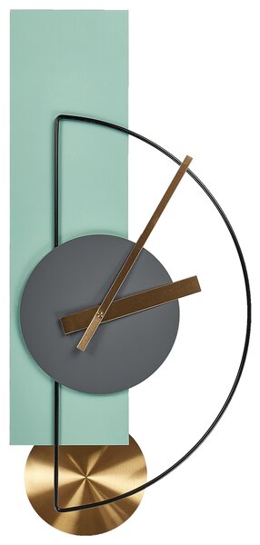 Nástenné hodiny svetlozelené oceľové kovové 31 x 63 cm moderný minimalistický dizajn bez číslic doplnky do obývacej izby