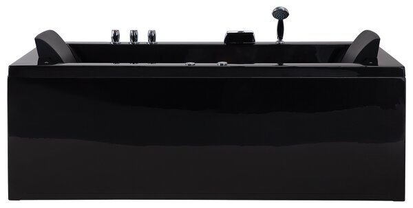 Vírivá vaňa čierna sanitárny akrylát 183 x 90 cm ľavostranná s masážnymi tryskami a LED svetlami pre 2 osoby