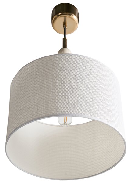 Závesná lampa mosadzná béžová železo s bielym tienidlom mid-century modern štýl obývačka spálňa