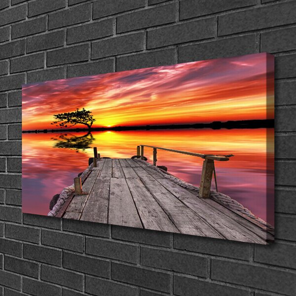 Obraz Canvas Mólo jazero architektúra 100x50 cm