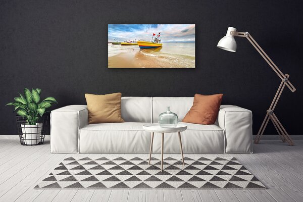 Obraz Canvas Loďky pláž more krajina 100x50 cm