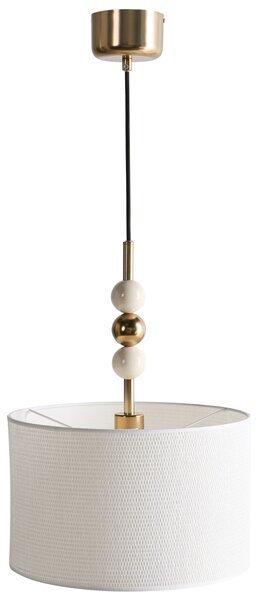 Závesná lampa mosadzná béžová železo s bielym tienidlom mid-century modern štýl obývačka spálňa