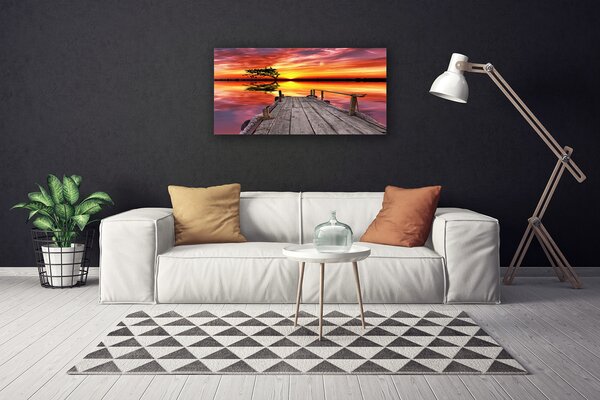 Obraz Canvas Mólo jazero architektúra 100x50 cm