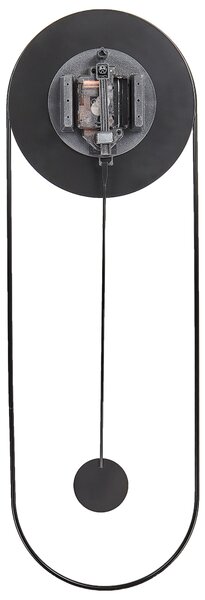 Nástenné hodiny čierne oceľové kovové 20 x 62 cm moderné minimalistické s kyvadlom bez číslic doplnky do obývačky