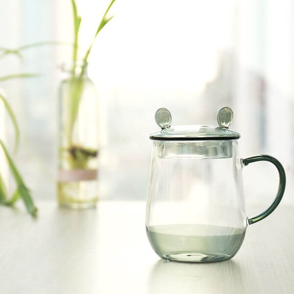 TYGLASS Termopohár s viečkom a uškom 400ml - transparent black