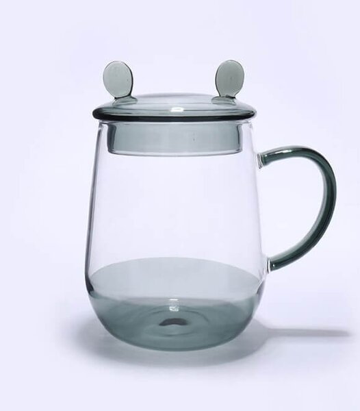 TYGLASS Termopohár s viečkom a uškom 400ml - transparent black