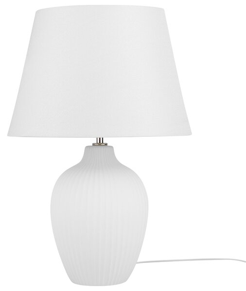Stolná lampa biela keramická 52 cm látková tieniacej váza v tvare kábla s vypínačom v retro štýle