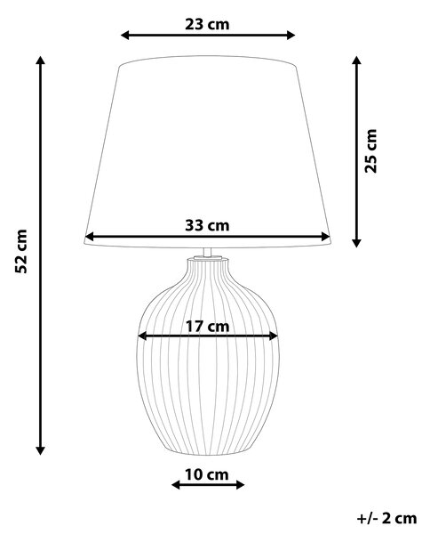 Stolná lampa biela keramická 52 cm látková tieniacej váza v tvare kábla s vypínačom v retro štýle