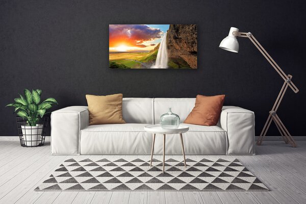Obraz Canvas Vodopád slnko krajina 100x50 cm