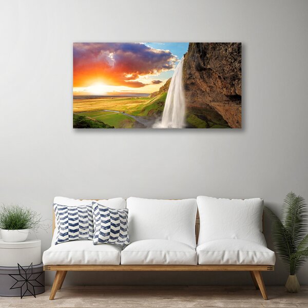 Obraz Canvas Vodopád slnko krajina 100x50 cm