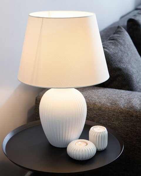 Stolná lampa biela keramická 52 cm látková tieniacej váza v tvare kábla s vypínačom v retro štýle