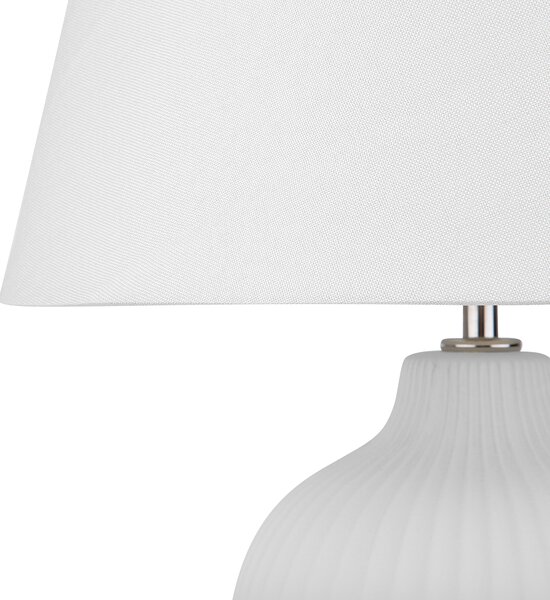 Stolná lampa biela keramická 52 cm látková tieniacej váza v tvare kábla s vypínačom v retro štýle