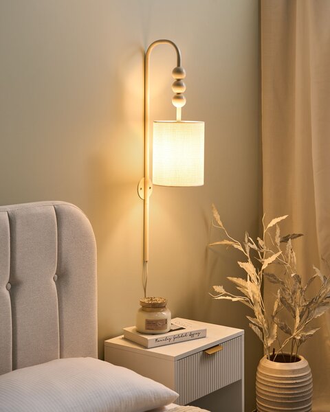 Nástenná lampa béžová železo s bielym tienidlom mid-century modern štýl obývačka spálňa