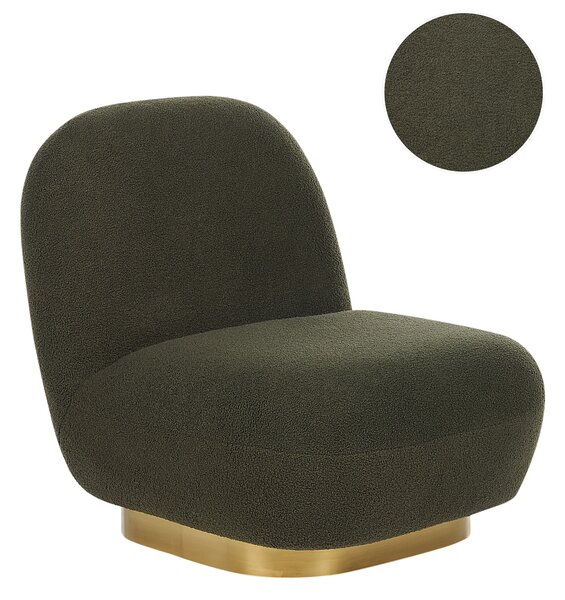 Kreslo zelené buklé čalúnenie zlatý podstavec súčasný glamour art deco dizajn