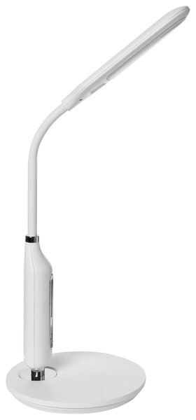 LED stolová lampa biela syntetický materiál kancelárska lampa s nastaviteľným ramenom a stmievačom
