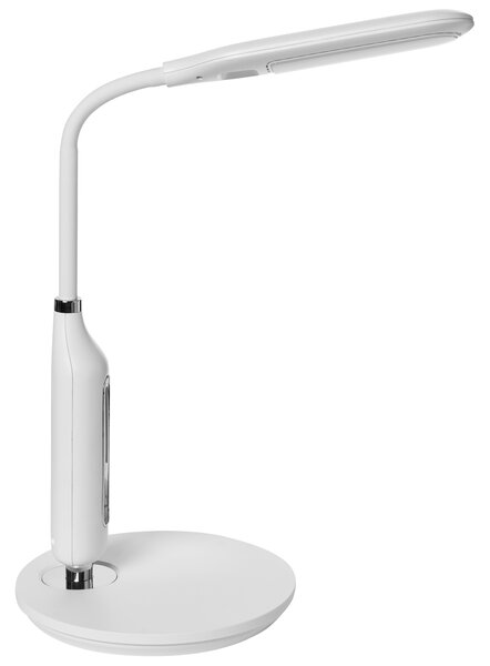 LED stolová lampa biela syntetický materiál kancelárska lampa s nastaviteľným ramenom a stmievačom