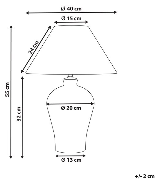 Stolná lampa biela a modrá porcelánový podstavec ľanové tienidlo 55 cm moderný štýl obývacia izba spálňa