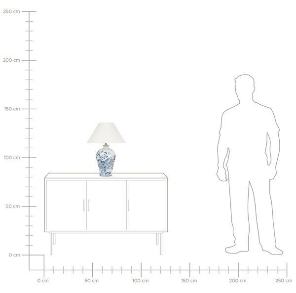 Stolná lampa biela a modrá porcelánový podstavec ľanové tienidlo 55 cm moderný štýl obývacia izba spálňa