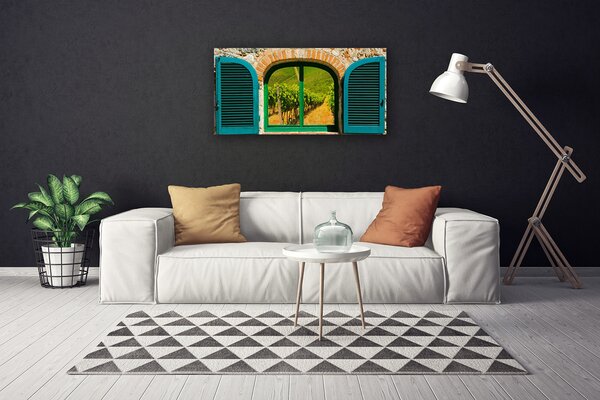 Obraz Canvas Okno pole príroda 100x50 cm
