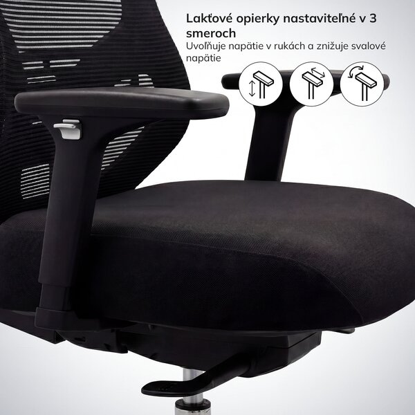 Ergonomická kancelárska stolička so sieťovinou čierna AXIS
