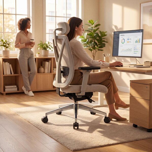 Ergonomická kancelárska stolička svetlobéžová VECTOR