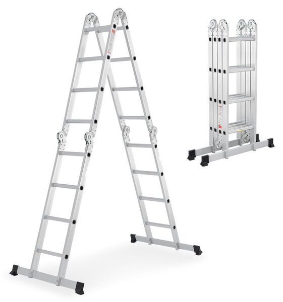 Hliníkový skladací rebrík 3,6 m, 4 dielny, 6 priečok, 150 kg