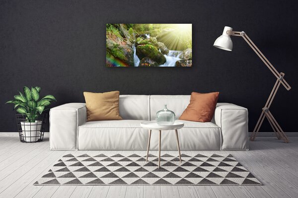 Obraz Canvas Vodopád dúha príroda potok 100x50 cm