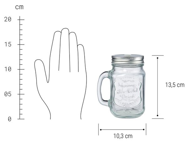 REFRESH Poháre Mason s viečkom 450 ml