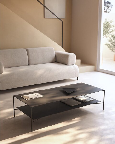 Čierny oceľový konferenčný stolík 60x140 cm Azisi – Kave Home