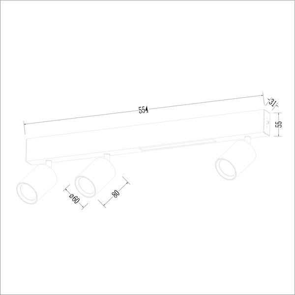 Stropné svietidlo Magnet, 3x čierne kovové tienidlo + 1x LED 5W, b