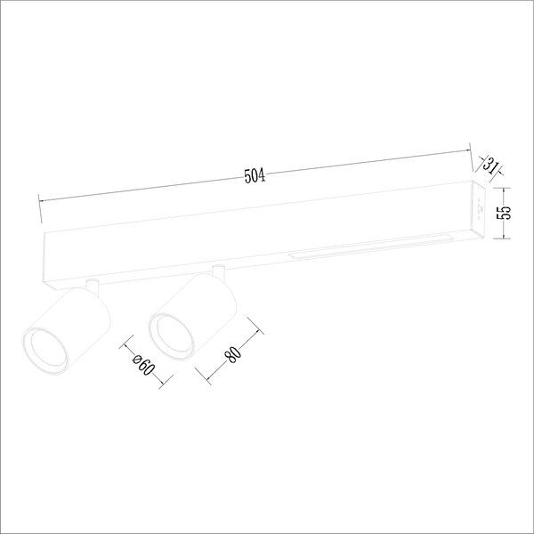 Stropné svietidlo Magnet, 2x biele kovové tienidlo + 1x LED 5W, w