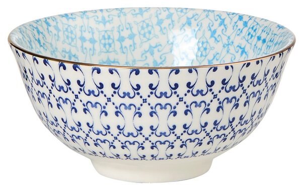 ORNAMENTS Miska so zlatým okrajom 240 ml - modrá