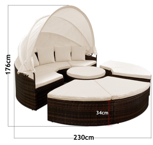 Ratanová záhradná posteľ LAZY BIG Ø230 cm - hnedá