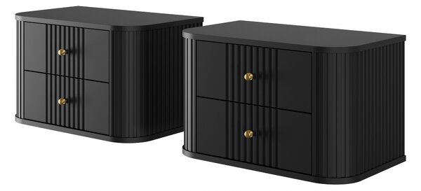 Nočné stolíky na stenu Vesper 56 cm - 2 ks - čierna / zlatá