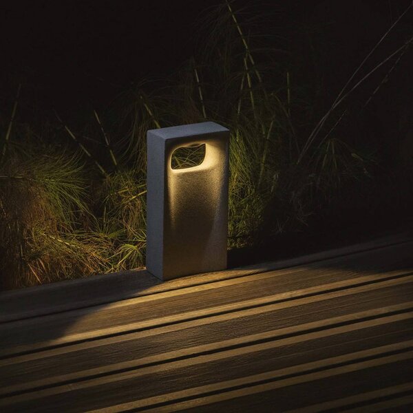 LED podsvetlenie Glint, 3000K, 40 cm, sivá, betón, IP55, Hliník / sivá / zinok, Betón, Moderný, Vonkajčie stĺpové osvetlenie