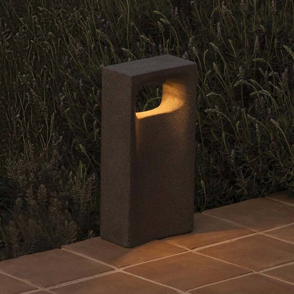 LED podsvetlenie Glint, 3000K, 40 cm, sivá, betón, IP55, Hliník / sivá / zinok, Betón, Moderný, Vonkajčie stĺpové osvetlenie