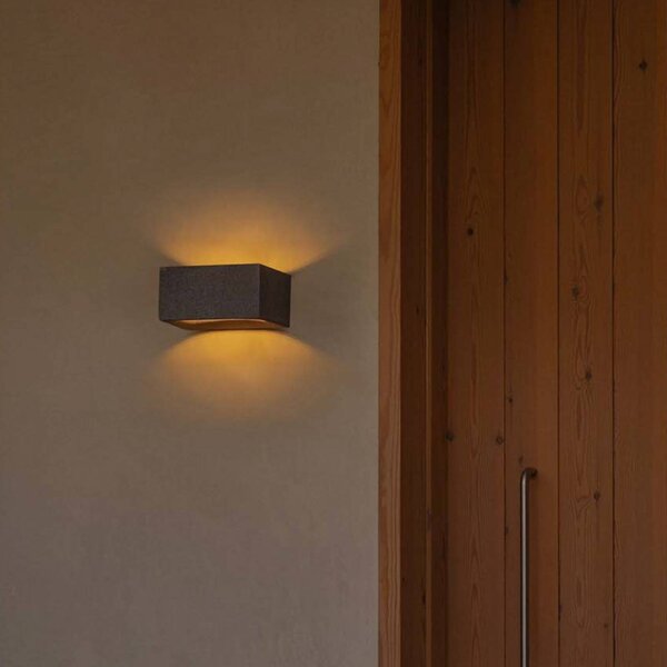 LED nástenné svetlo Glint, 3000K, 15 cm, sivá, betón, IP55, Hliník / sivá / zinok, Betón, Moderný, Nástenné svietidlo