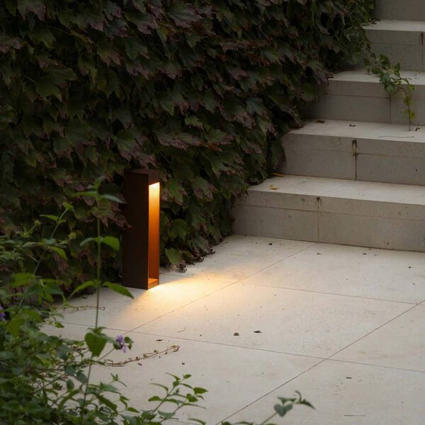 FARO BARCELONA LED podsvietenie Cerler, hnedé, 35 cm, kov, IP65,, Hnedá / hrdzavá, Hliník, Moderný, Vonkajčie stĺpové osvetlenie
