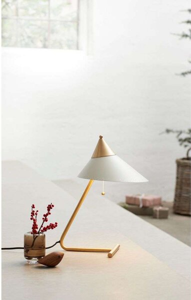 Stolové Lampa Warm Nordic, Brass Top, Biela, Obývacia izba, Kov, Dizajnový