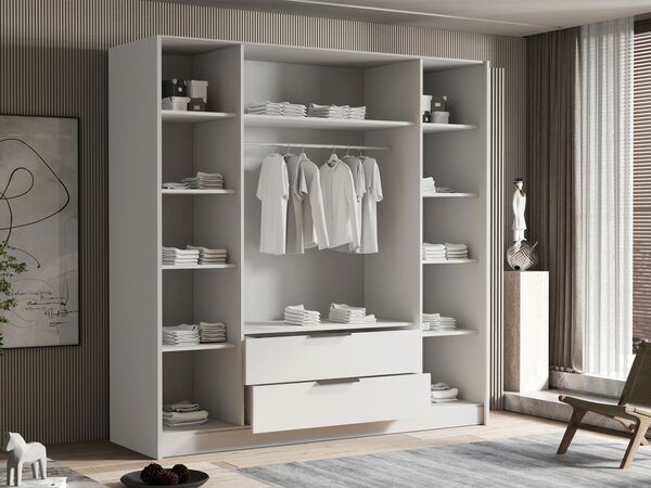 Mirjan24 Šatníková skriňa Betaso I 200 Gloss, Farby: biela / lesk biely + čierna 5903211510199