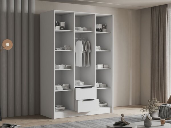 Mirjan24 Šatníková skriňa Cumair I 150 Gloss, Farby: biela / lesk biely + zlatá 5903211510168