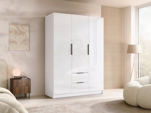 Mirjan24 Šatníková skriňa Cumair I 150 Gloss, Farby: biela / lesk biely + zlatá 5903211510168