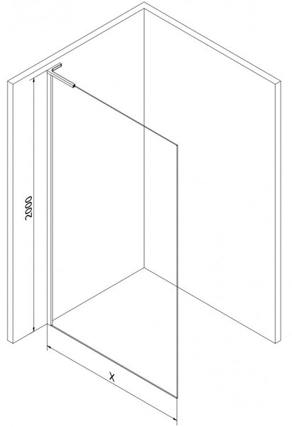 Mexen, Mexen Kioto-X L sprchová stena 50 x 200 cm, priehľadná 10 mm, pištoľový kov - 800-050-107-95-00-X